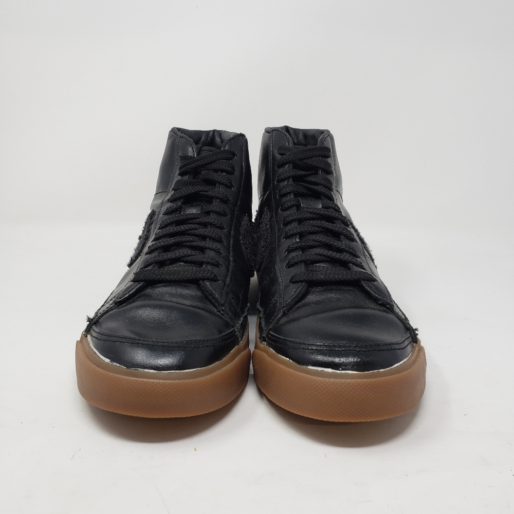Nike Blazer mid sneakers black leather embroidered swoosh gum sole size 9